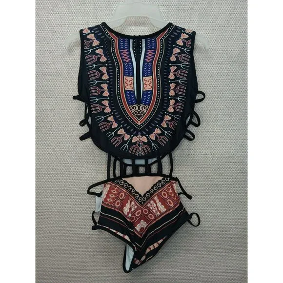 One piece Dashiki printed Bathing Suit with cut out details Size Large - Picture 6 of 8